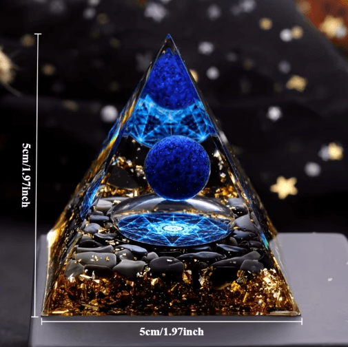 Lapis Lazuli Crystal Sphere & Pyramid Set Luxury Blue Gemstone Home Decor