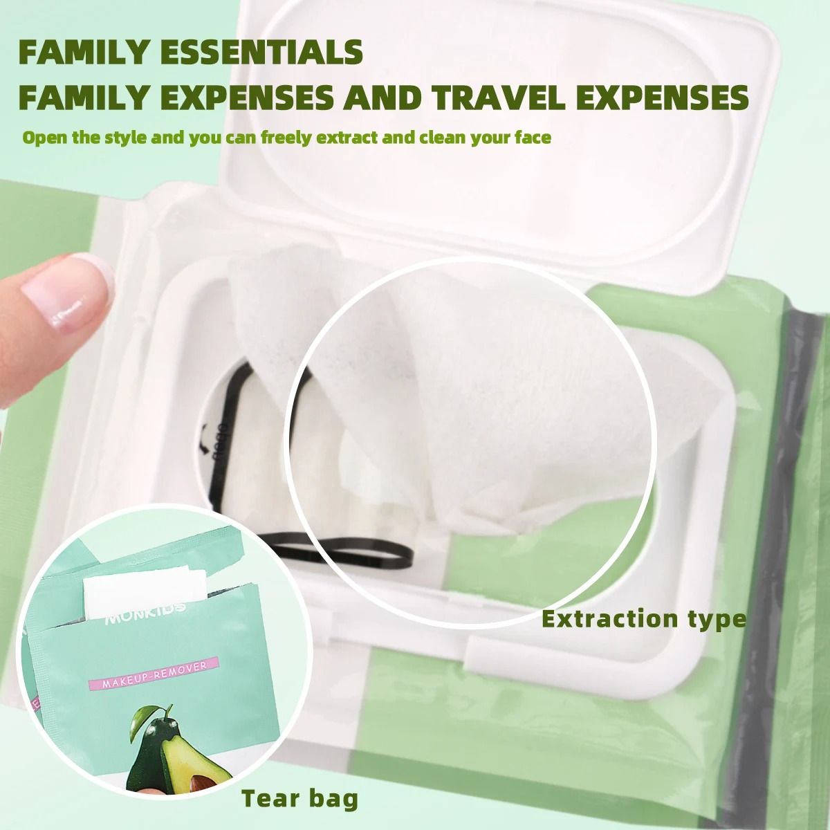 Gentle Makeup Remover Wipes Portable Facial Makeup Remover Wipes Individually Wrapped Cleansing Wipes Set