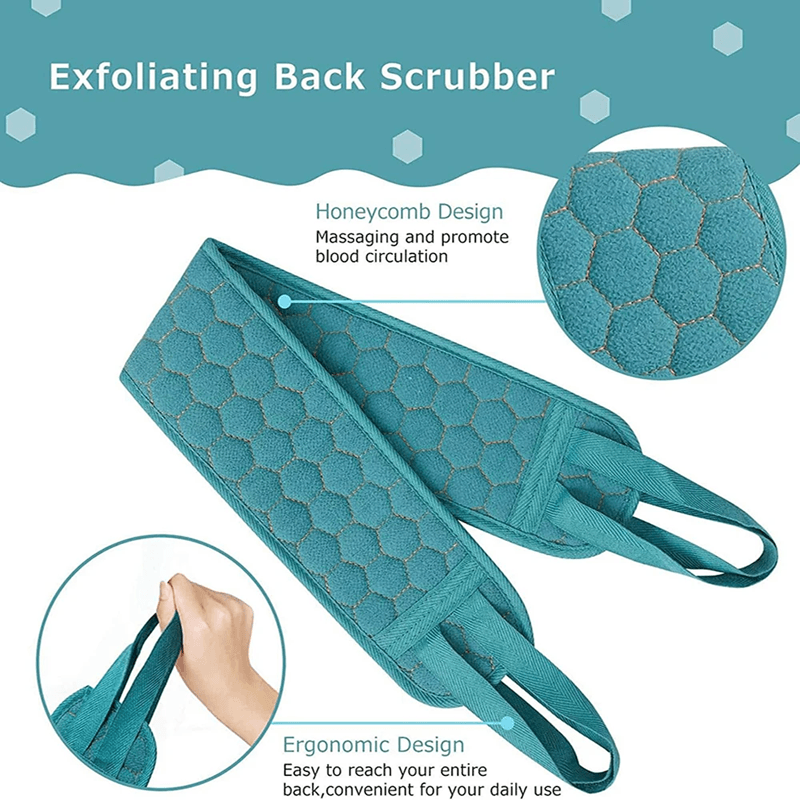 Exfoliating Body Scrubber Set with Back Scrubber Bath Glove and Loofah Sponge