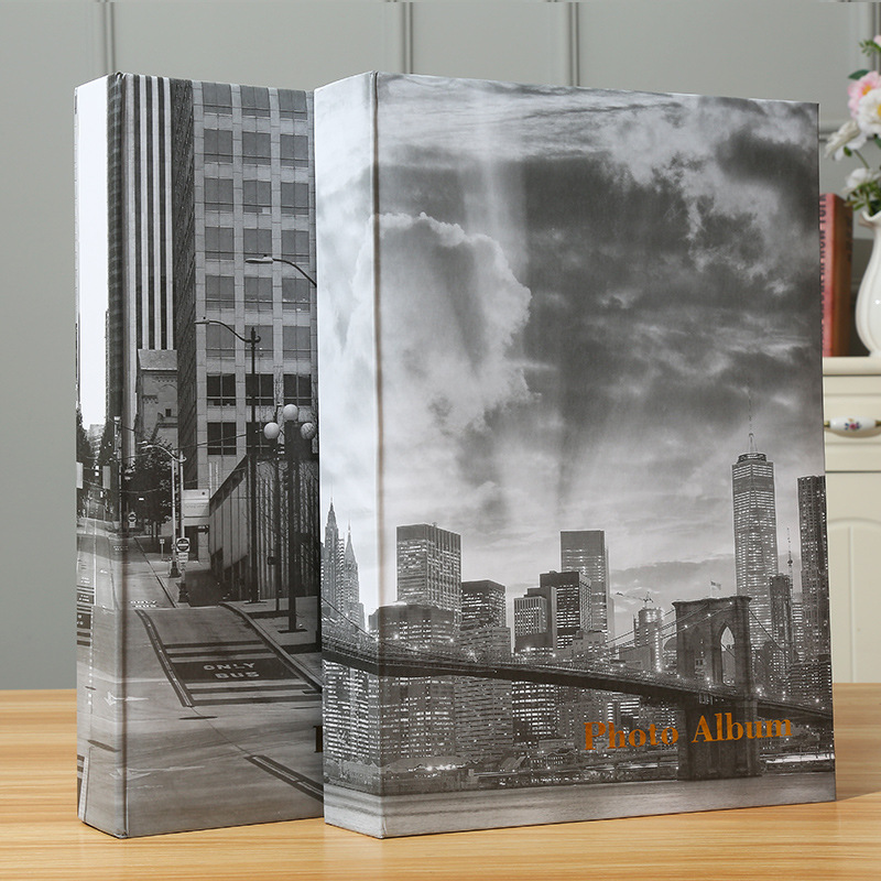 Vintage City Print Photo Album – Wedding Memory Book, Scrapbook Case for Photos