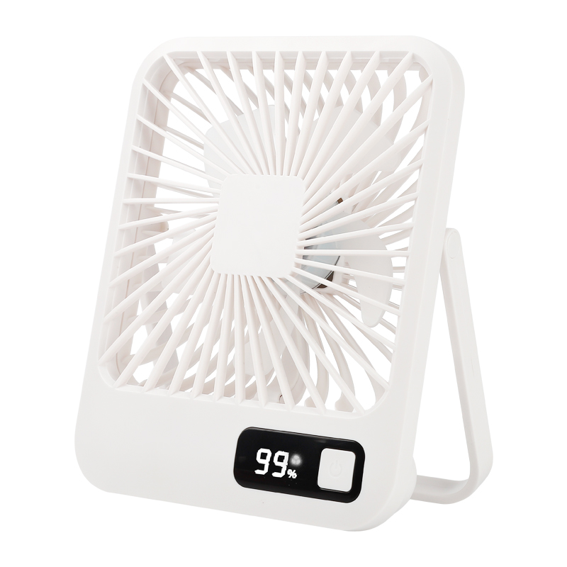Rechargeable Foldable Desktop Fan with LED Display – Quiet, Powerful, Five-Speed Adjustable with Type-C Charging