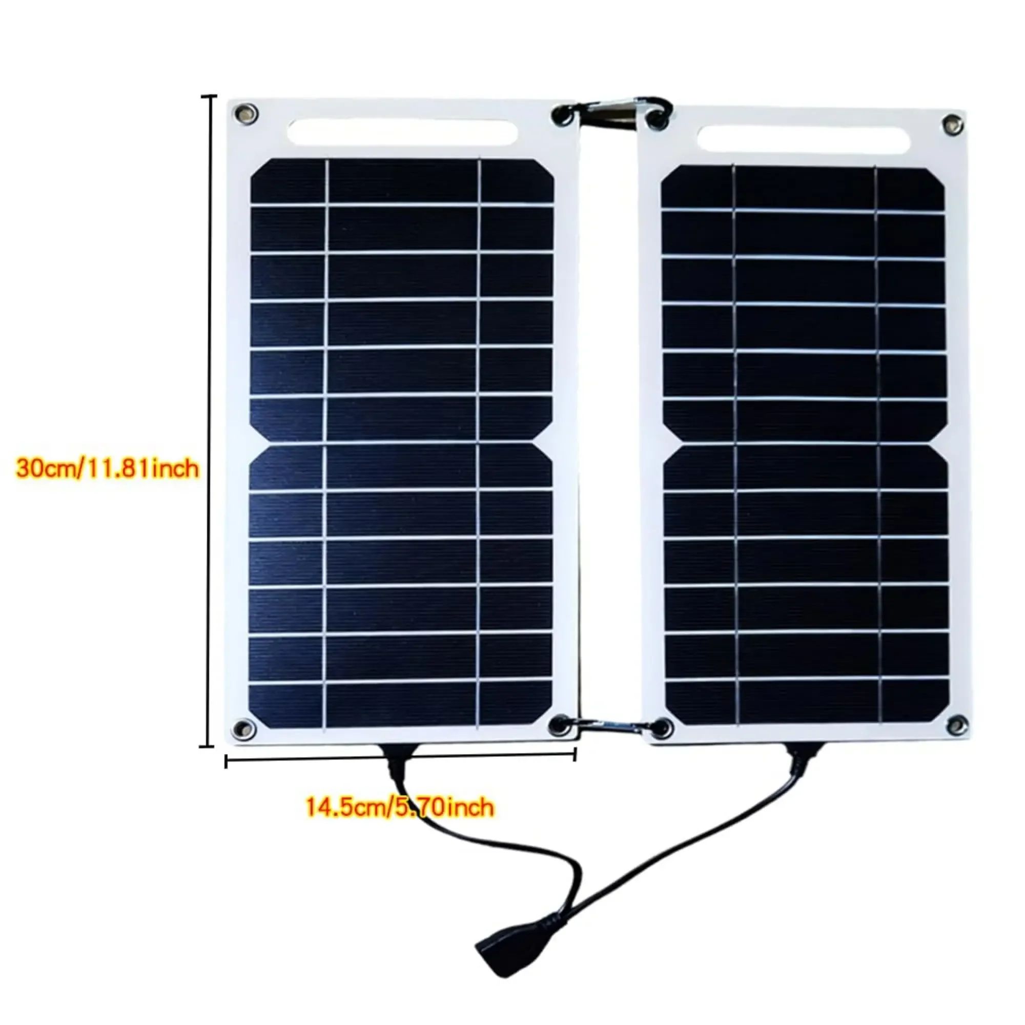USB Fast Charging Solar Panel, Waterproof Portable Mobile Phone Power Bank for Outdoor Hiking & Camping