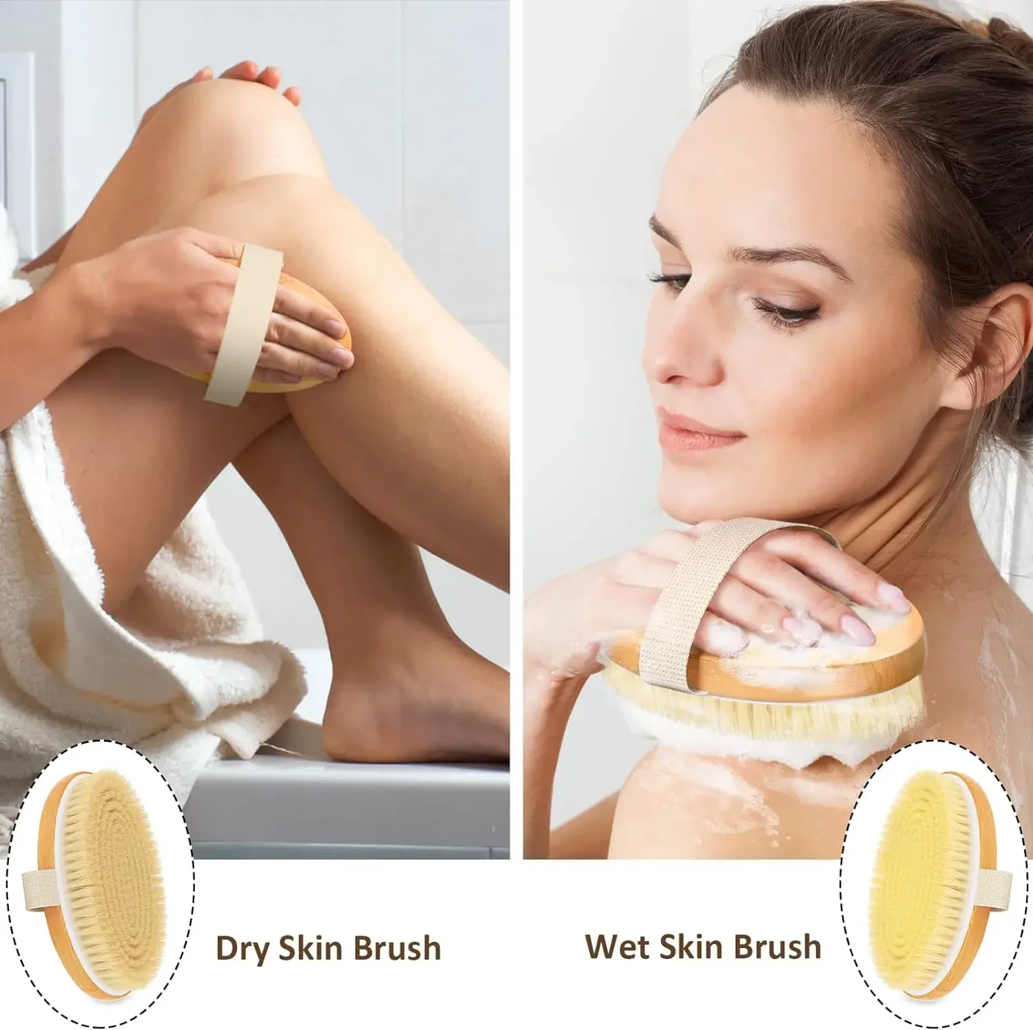 Exfoliating Body Scrubbers, Natural Bristles for Dry Skin, Dry Body Brushes, Stop Ingrown Hairs, Improve Circulation