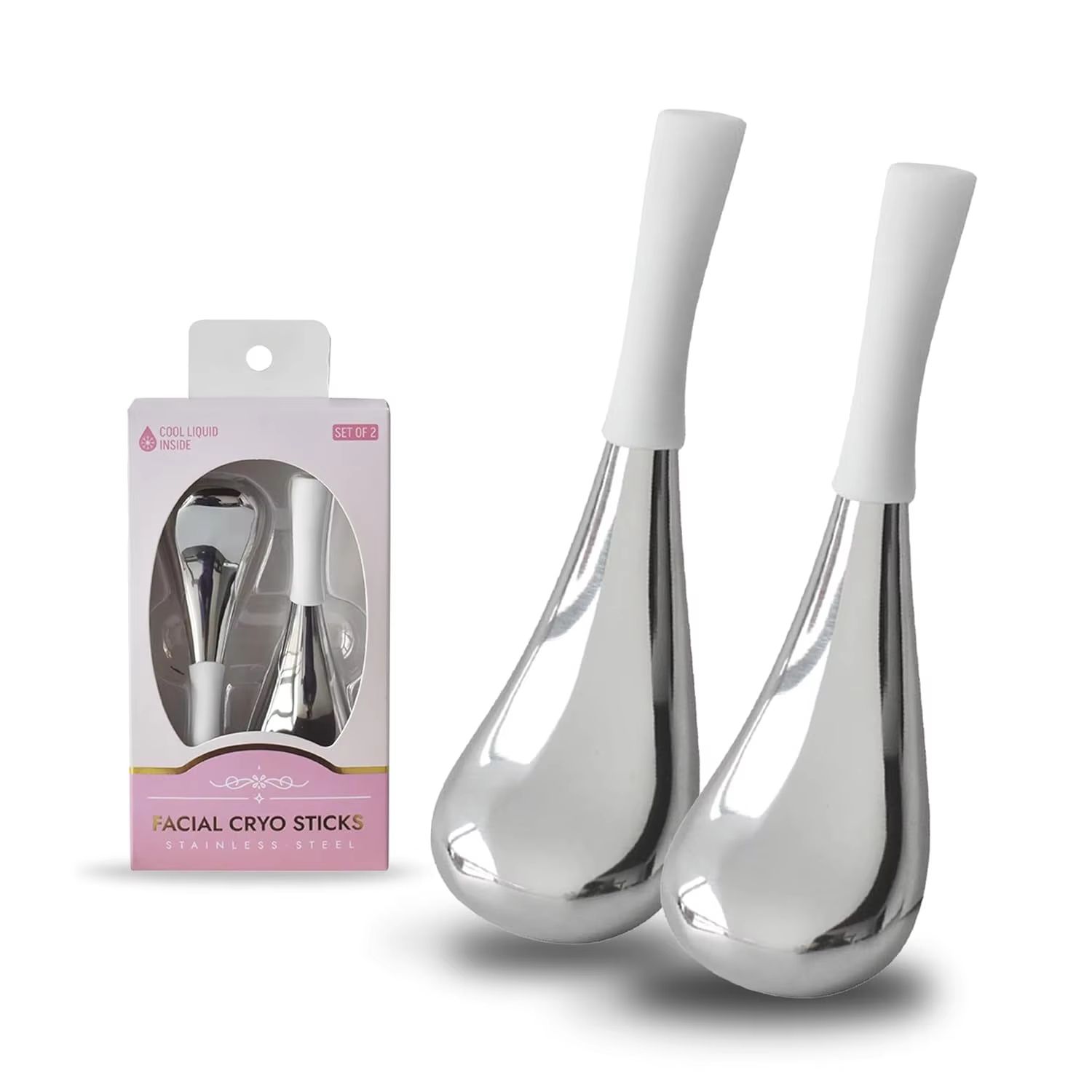 Stainless Steel Ice Globes for Face & Eyes - Cryo Cooling Beauty Rollers for Puffiness, Wrinkles & Skin Revitalization