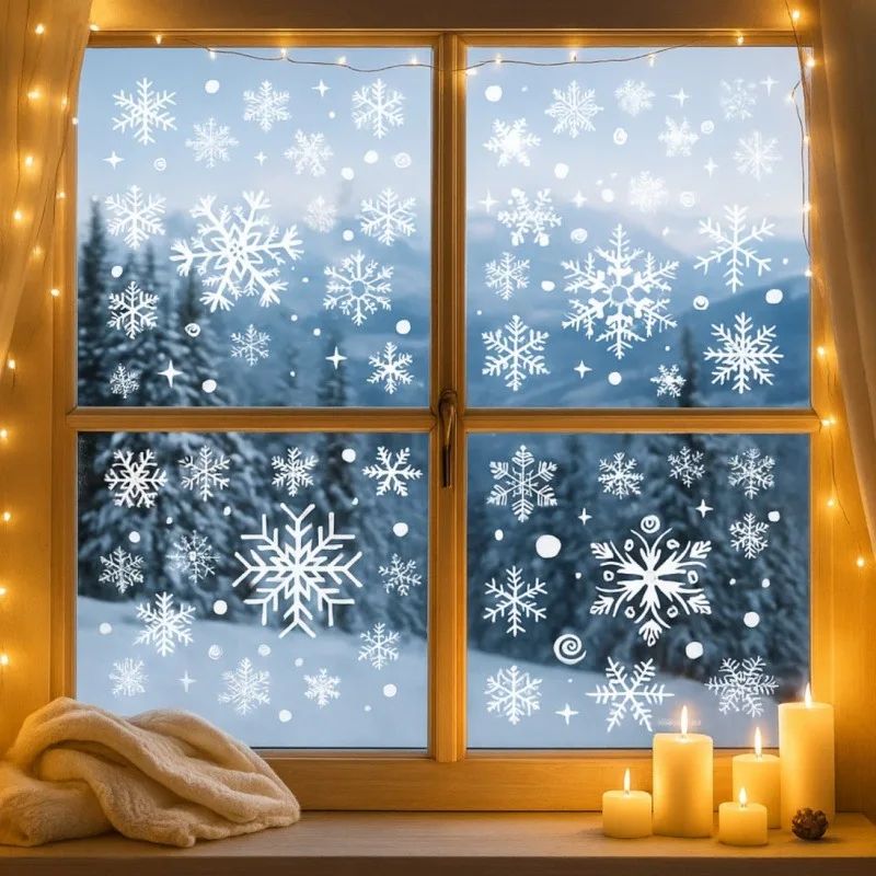 Christmas Snowflake Window Stickers Festive Glass Wall Decals
