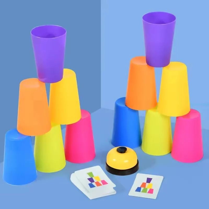 Montessori Toys Stack Cup Game With Card Educational Logic Training Children Gift