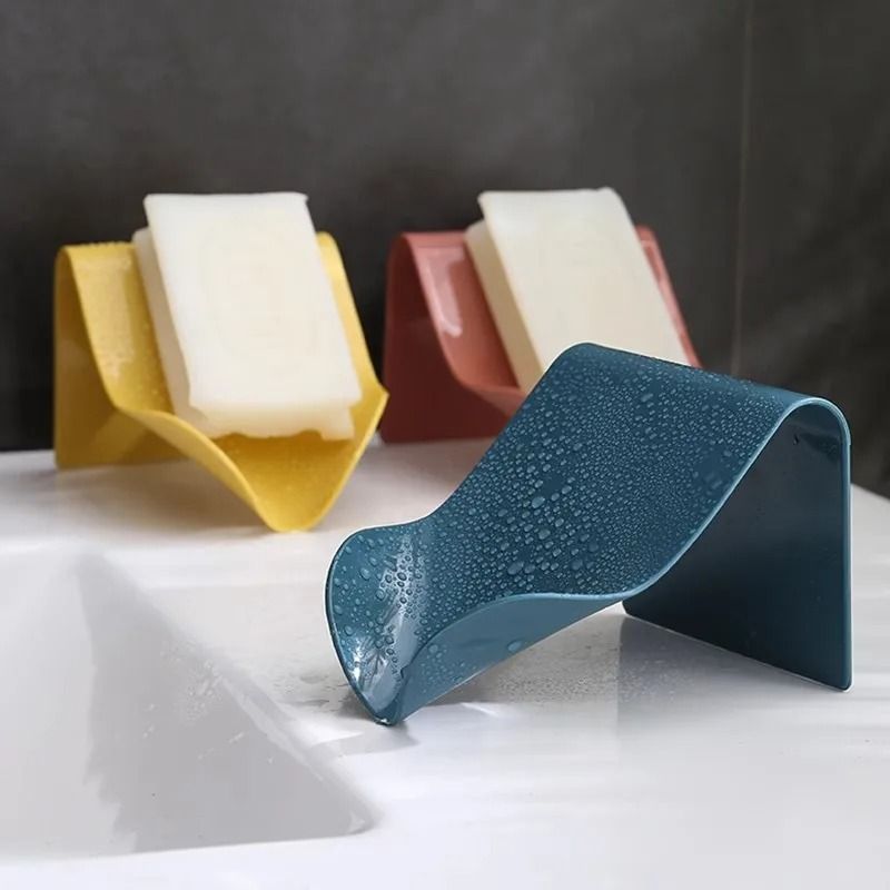 Wall Mounted Plastic Self Adhesive Bathroom Soap Holder With Drain