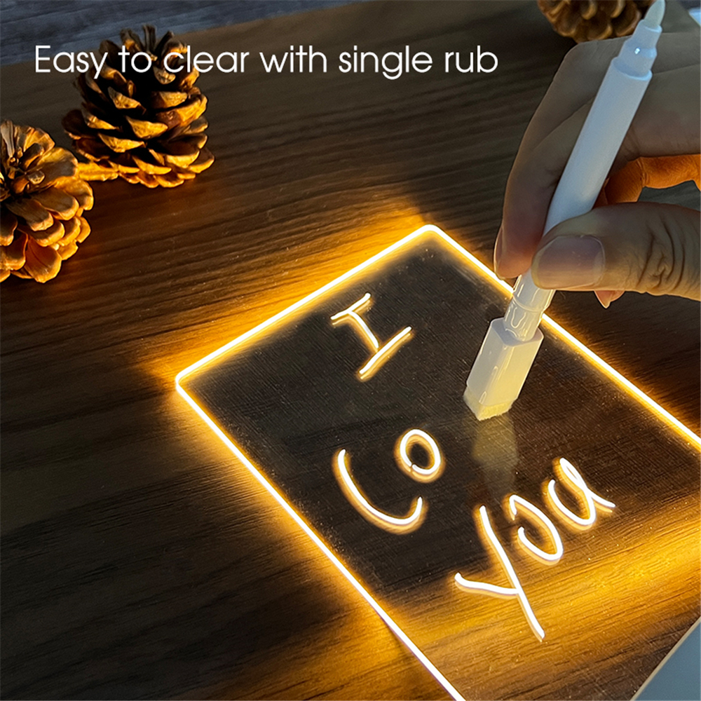 GlowMemo LED Message Board Night Light with Erasable Acrylic Calendar