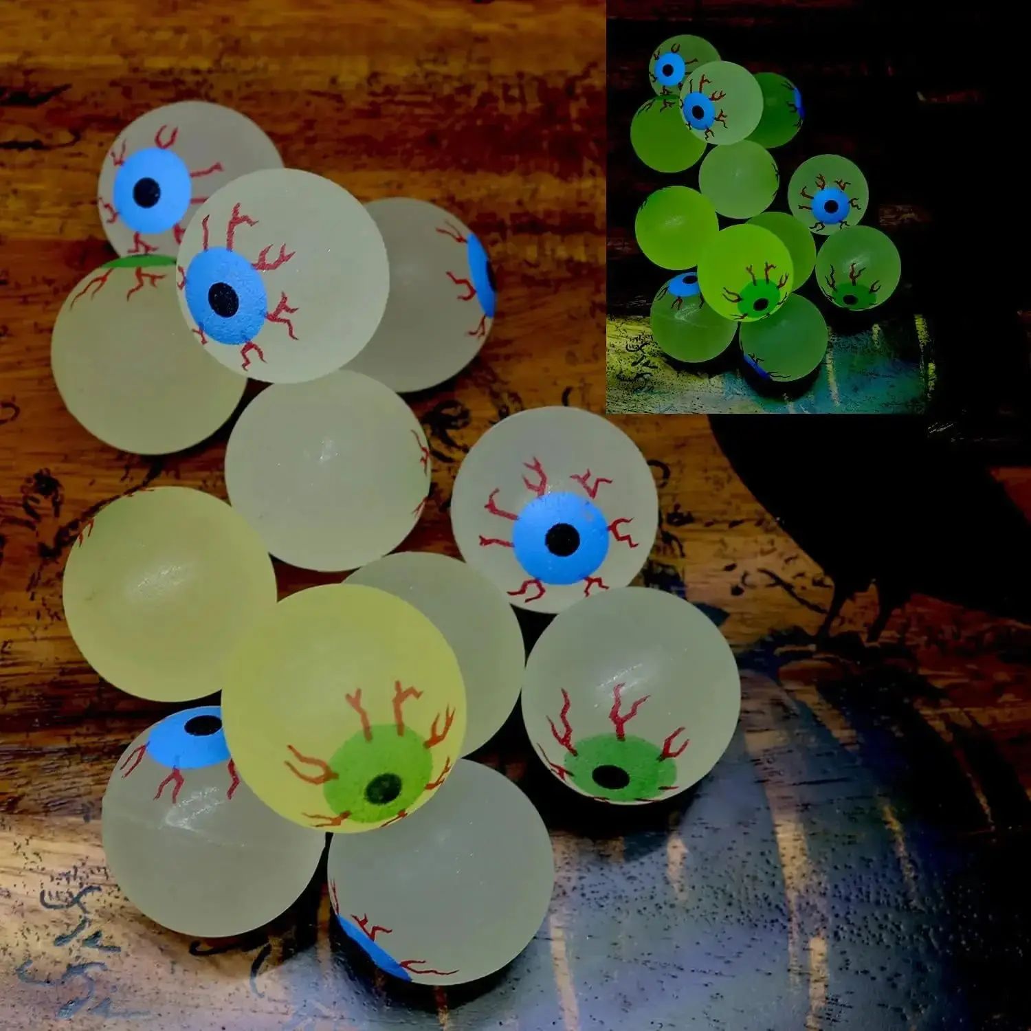 Glow in the Dark Eyeball Bouncy Balls – Luminous Halloween Toy Balls for Kids Party Favors