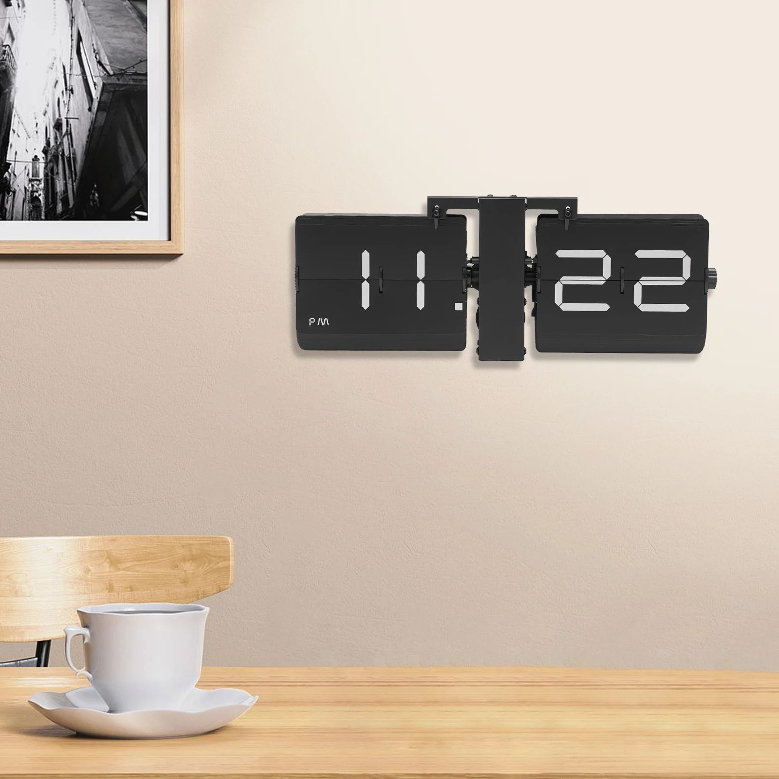 Retro Flip Clock Battery Operated Wall and Tabletop Vintage Desk Clock with Large Digital Display