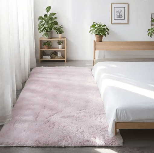 Super Soft Shaggy Gray Area Rug Fluffy Non Slip Carpet for Bedroom & Living Room