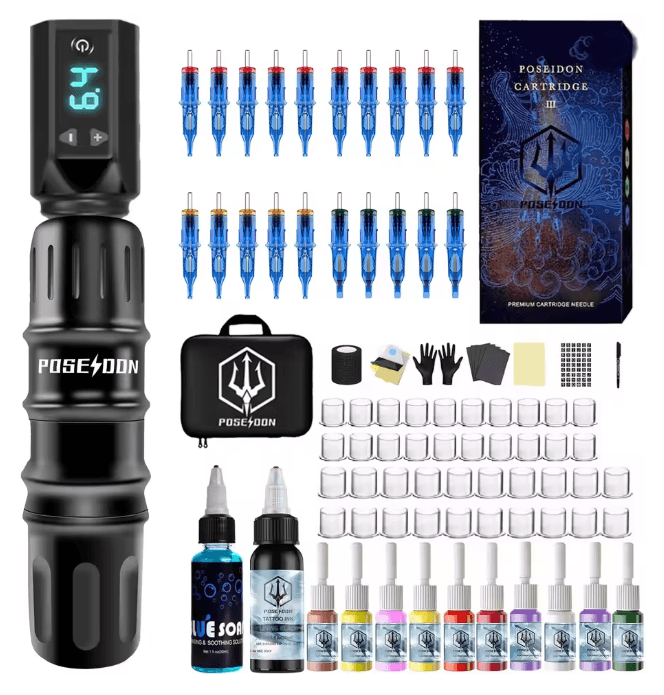 Poseidon Wireless Tattoo Pen Kit High Power Professional Tattoo Machine