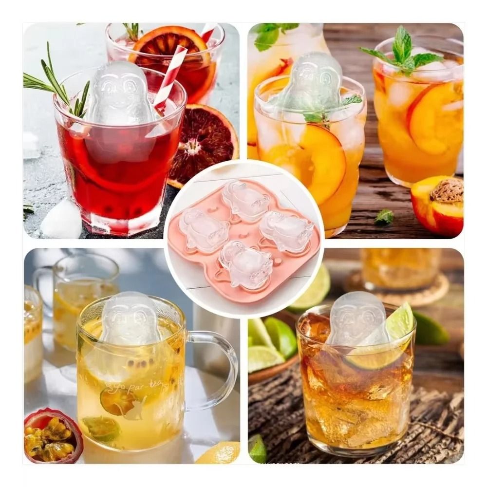 Premium Penguin Silicone Ice Cube Tray – 3D Novelty Flower & Animal Mold with Leak-Proof Lid
