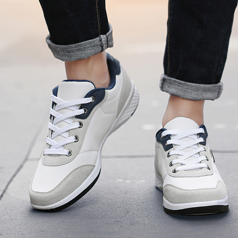 Fashion Men PU Leather Shoes Sneakers, Breathable Casual Shoes, Trend Male Footwear, Non-Slip Leisure Sneakers