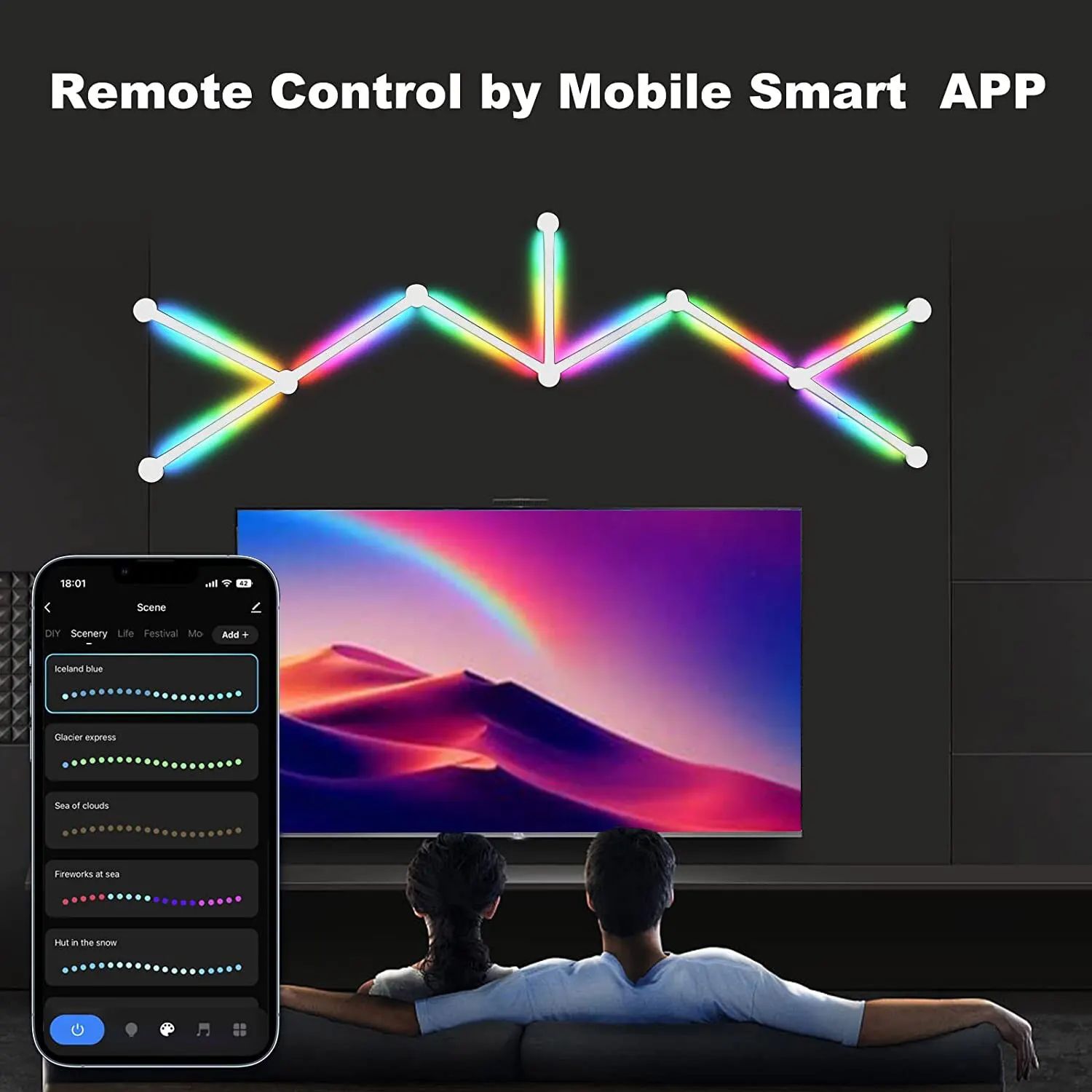 RGB Smart Wall Light Panels with Bluetooth Sound Control