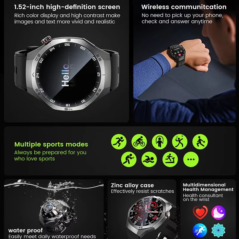 Smart Watch for Men – AMOLED Display, GPS, Bluetooth Calling & Waterproof Fitness Tracker (2025 Edition)