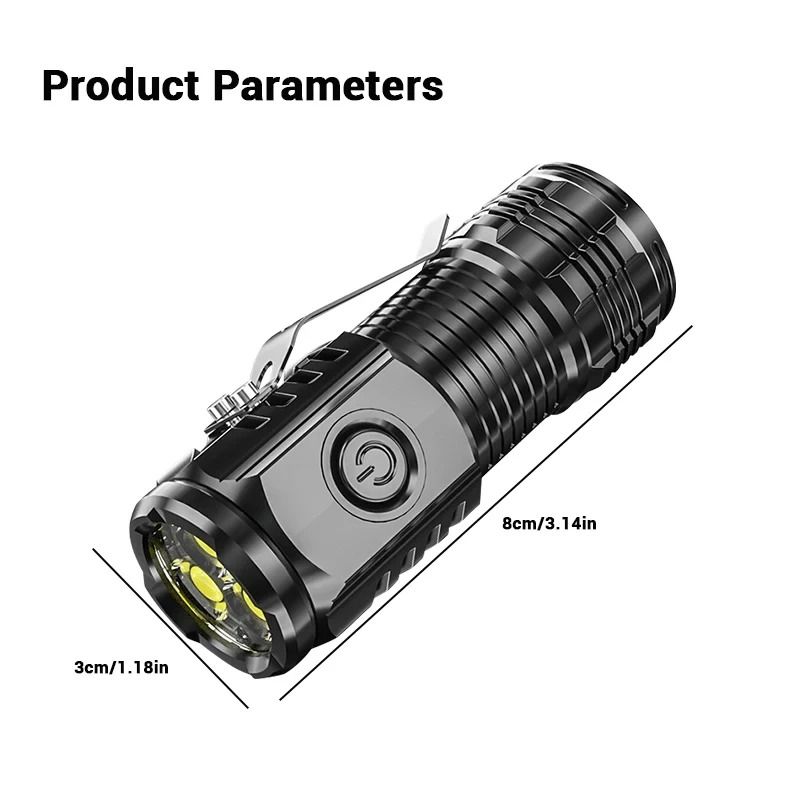 Super Bright Mini LED Flashlight with Pen Clip and USB Rechargeable Battery