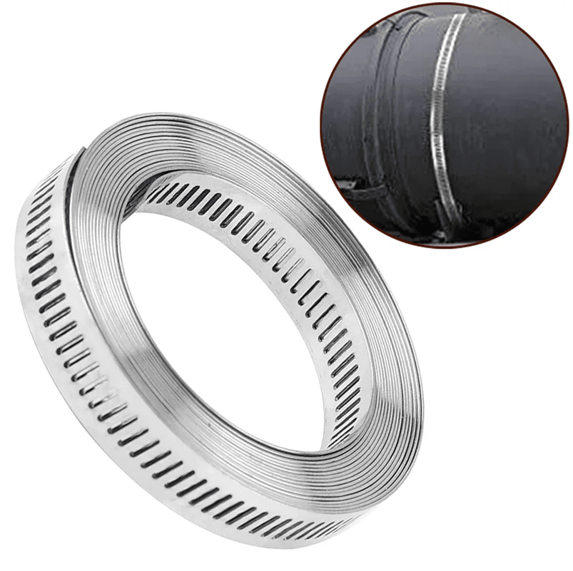 GripMaster 10ft Stainless Steel Worm Gear Hose Clamp Kit with 6 Fasteners