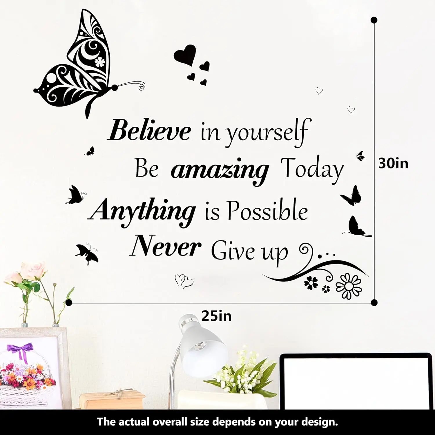Inspirational Butterfly Wall Stickers – Removable Motivational Quote Vinyl Decals for Home Decor