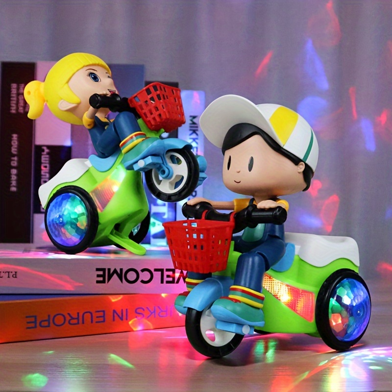 Dancing Electric Trike, Cartoon Toy, Spinning Stunt Car for Kids with Interactive Music Light