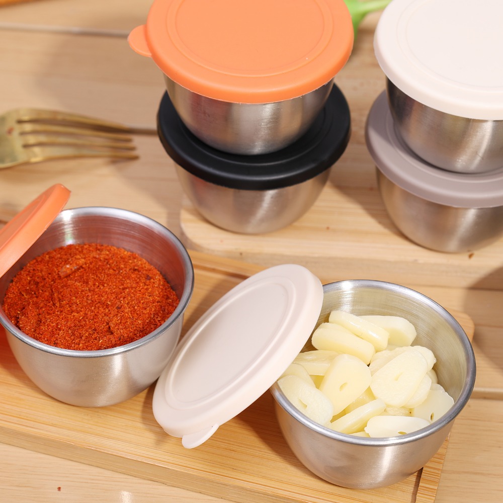 Stainless Steel Sauce Cup with Lid, Reusable Salad Dressing Container