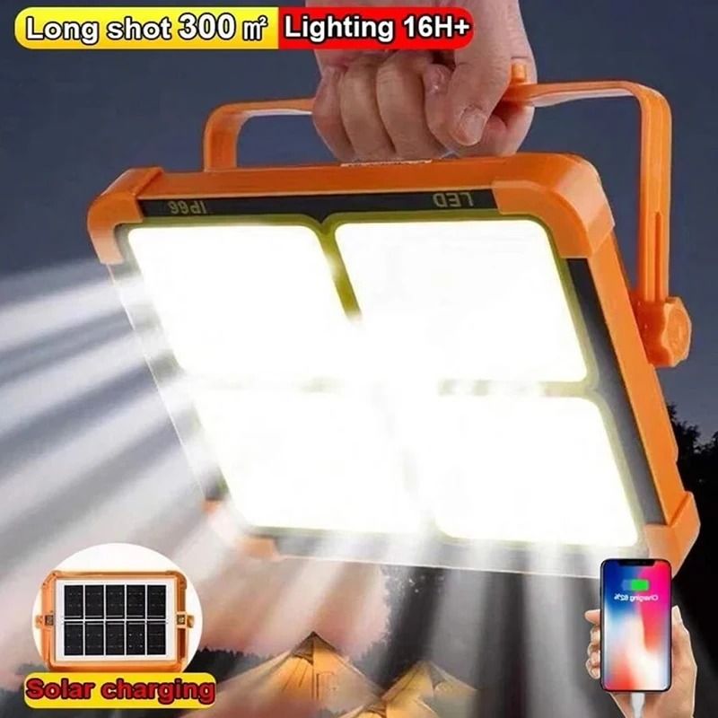 Solar Portable Camping Flood Light with Integrated Stand