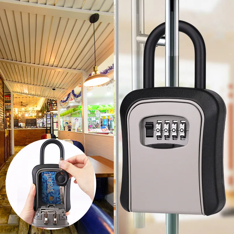 Waterproof Digit Code Key Box Outdoor Password Storage with Steel Wire Hanging Locking Hook Easy Installation