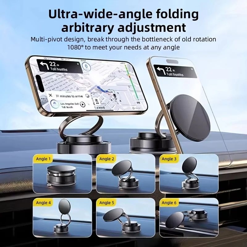 360 Degree Magnetic Car Phone Holder with Vacuum Suction Mount