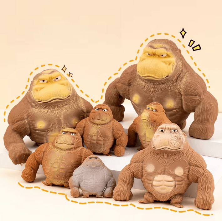 Cute Gorilla Squeeze Figurine – Funny Stretchable Monkey Desk Decor & Stress Relief Toy