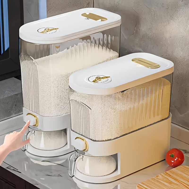 Large Pantry Storage Container with Measuring Cup Rice Dispenser with Time Markings