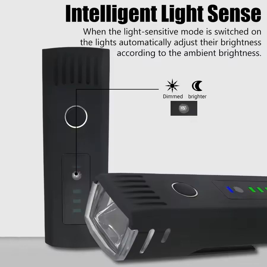 USB Rechargeable Bike Light Set with Smart Sensor and Waterproof Rear Flashlight