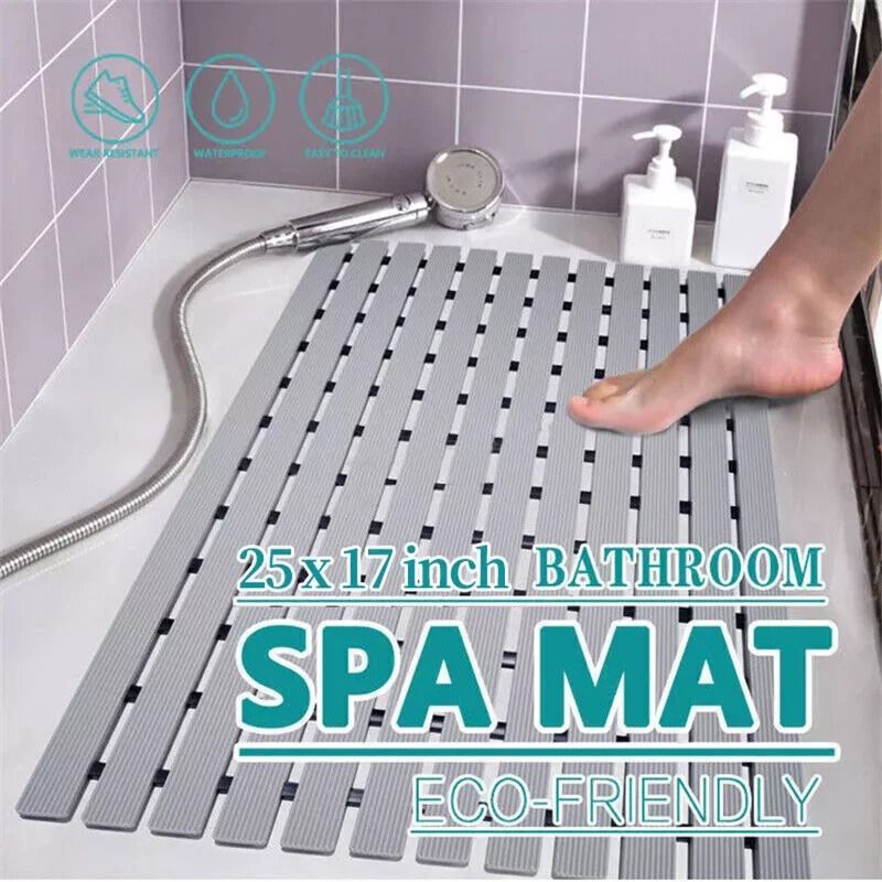 Premium Bath Mat Tub Shower Mat Non Slip PVC Bathroom Floor Pad Anti bacterial Anti Slip Shower Pad Gray