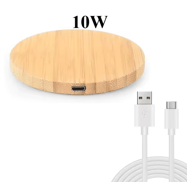 Bamboo Wood Wireless Charger 15W Fast Charging Pad