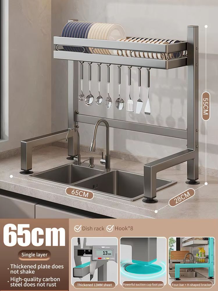 Stainless Steel Double-Layer Kitchen Sink Dish Draining Shelf