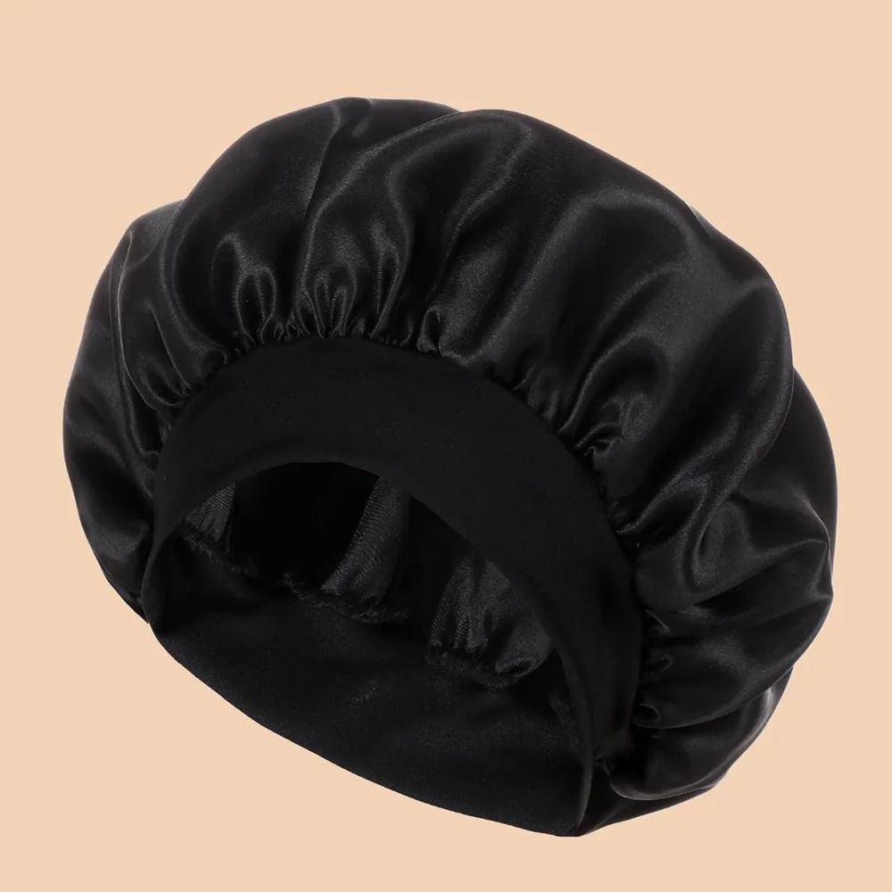 Women Satin Shower Cap Wide Brim Bonnet