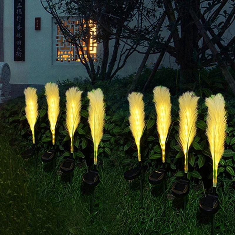 Swaying-Glow Solar Reed Sconces
