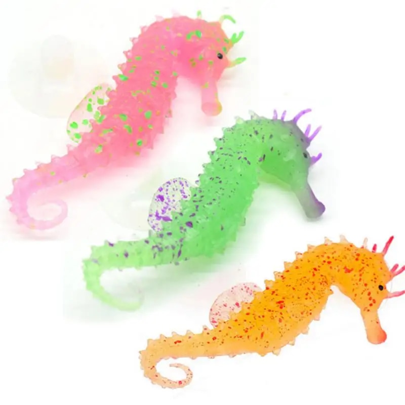 Artificial Luminous Seahorse Fish Tank Decor: Glow-in-Dark Silicone Fake Fish
