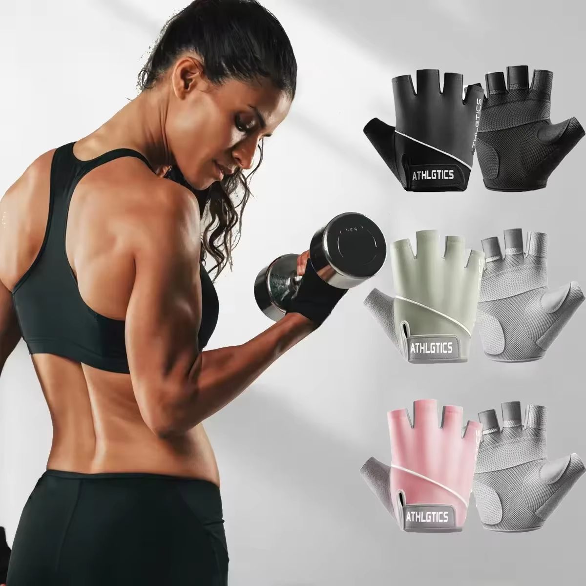 Anti-Slip Fingerless Gym Gloves - Shock-Absorbing Breathable Sports Gloves for Training, Weight Lifting, and Cycling