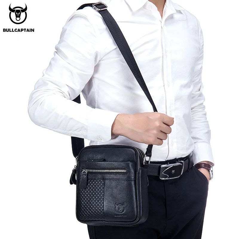 BULLCAPATIN Men's Genuine Leather Messenger Bag Shoulder Briefcase Satchel