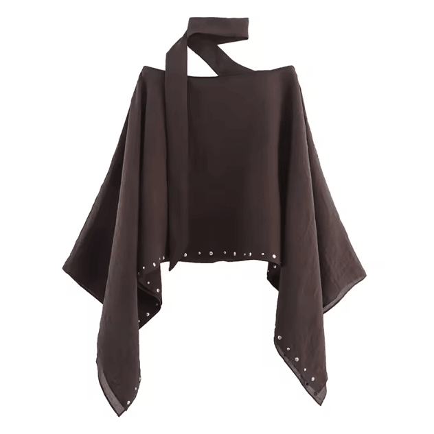 Rivet Scarf Womens Cropped Cloak Jacket – Lightweight Summer Cape Poncho for Casual & Holiday Style