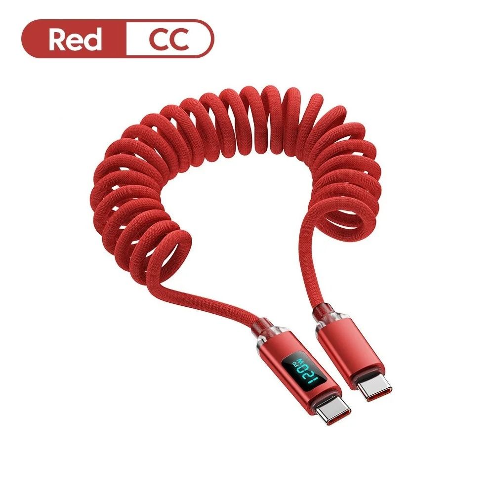 120W 6A Spring Retractable USB C Fast Charging Cable