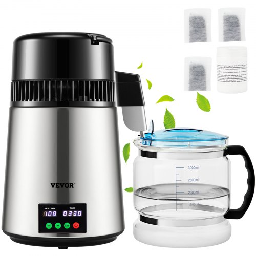 Water Distiller, Distilled Water Maker Machine with Timing & Temperature Display, Stainless Steel Countertop Distiller