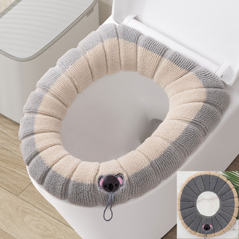 Winter Bathroom Cushion, Warm Toilet Seat Cover Mat, Soft Washable Toilet Pad with Handle, Thicker Tool Warmer