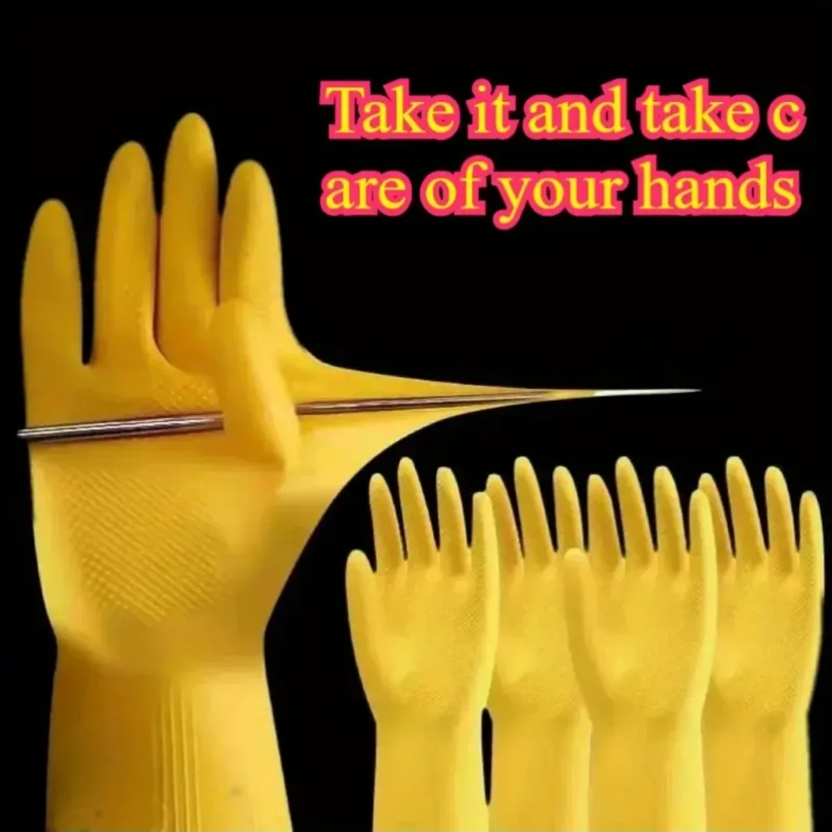 Women's Waterproof Latex Dishwashing Gloves for Household Kitchen Cleaning