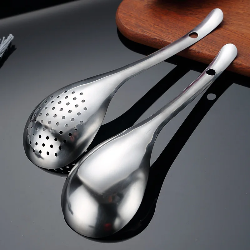 Stainless Steel Strainer Spoon, Kitchen Colander Spoon, Spoon Filter Strainer, Perforated Skimmer Colander, Food Scoop
