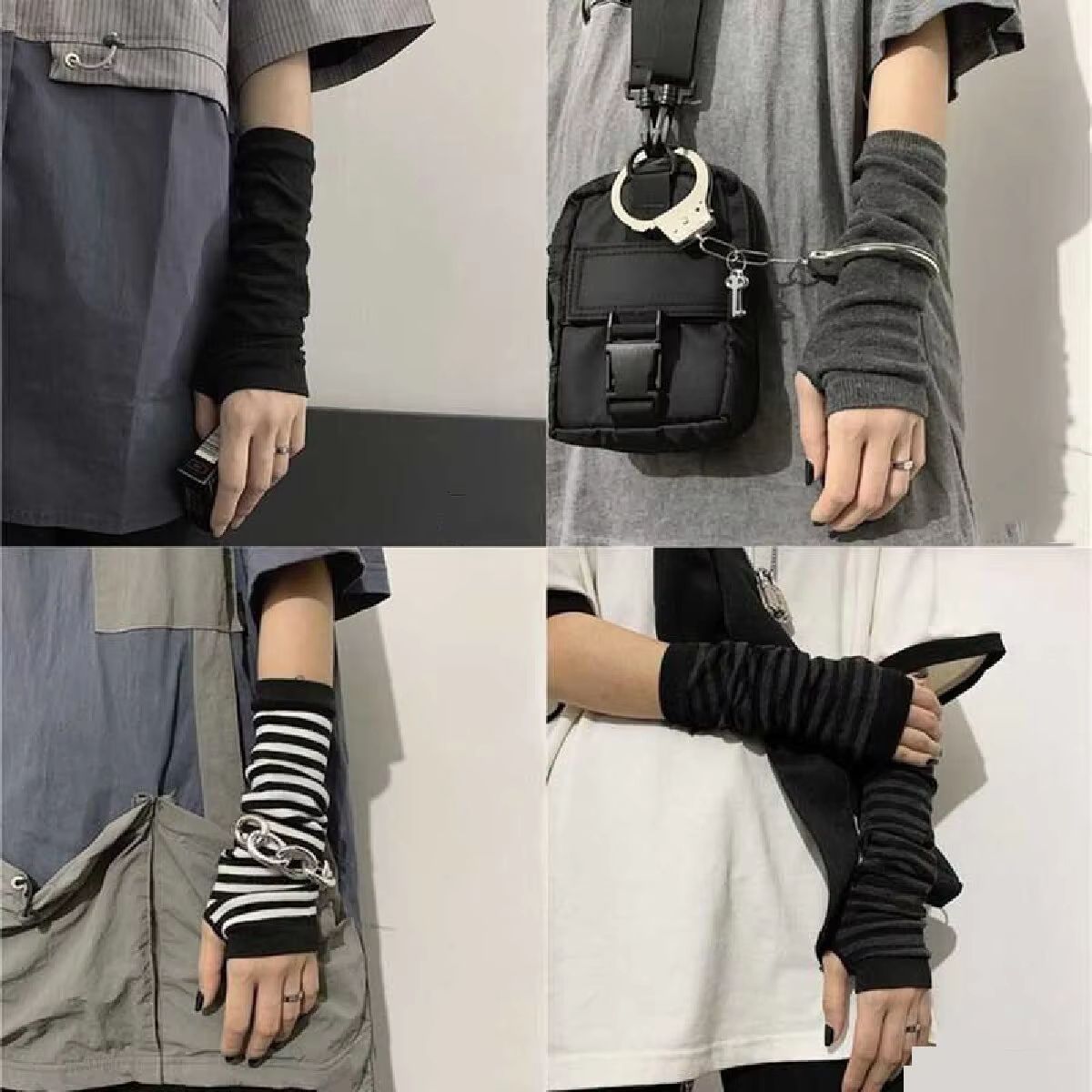 Winter Warm Long Sleeves Fingerless Knitted Gloves for Men & Women - Elastic Hip-Hop Elbow Mittens Outdoor Arm Warmers