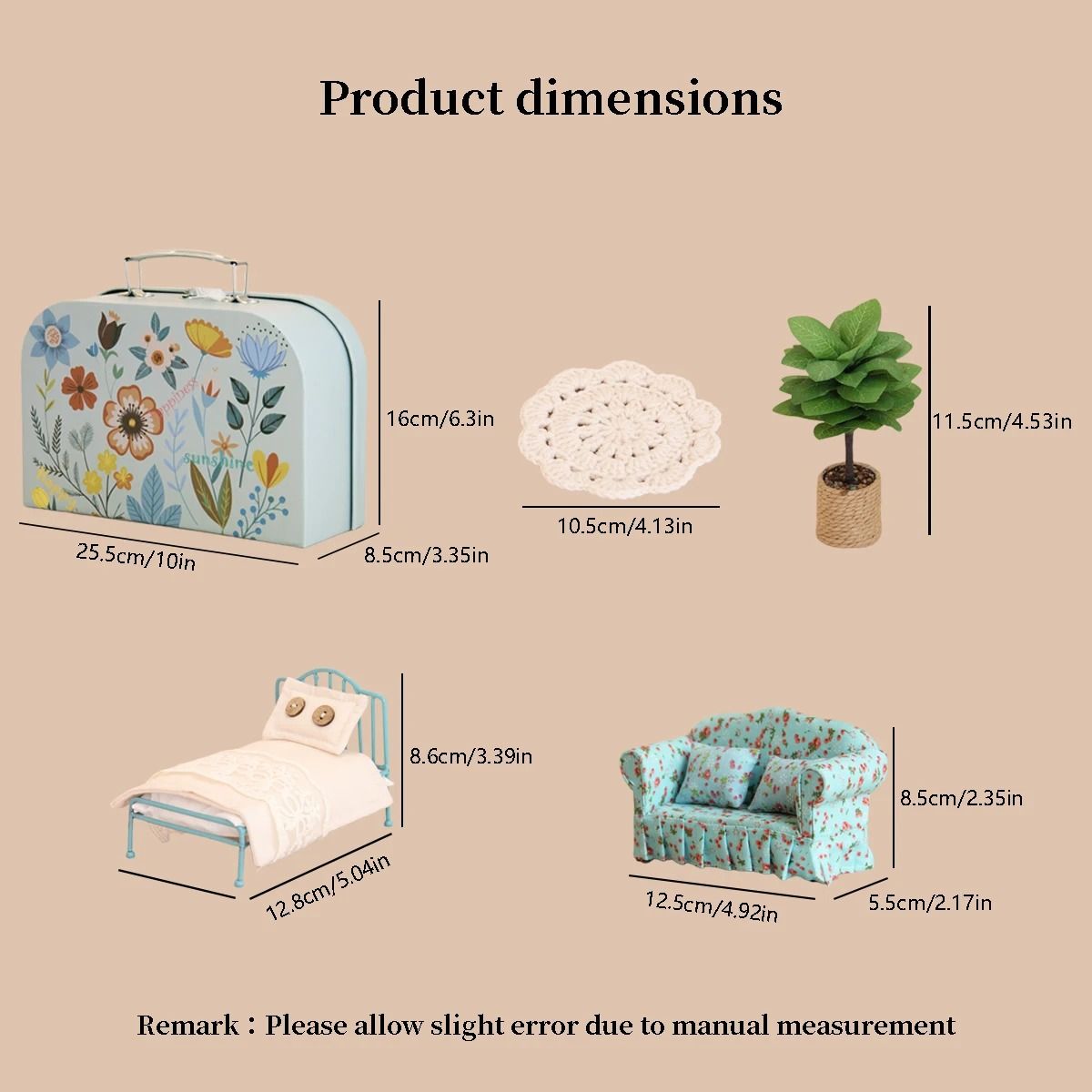 Artisan Miniature Furniture Gift Box | 5-Piece Simulated Home Set | Professional Collectors Edition Dollhouse Furnishing