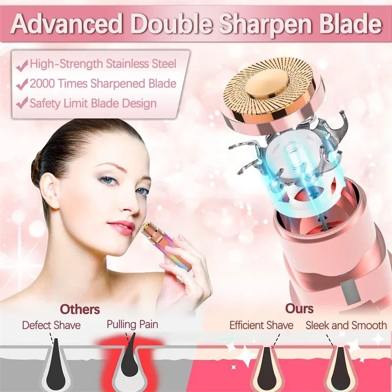 2-in-1 Electric Eyebrow Trimmer with LED Light – Painless Brow Shaper & Facial Hair Remover