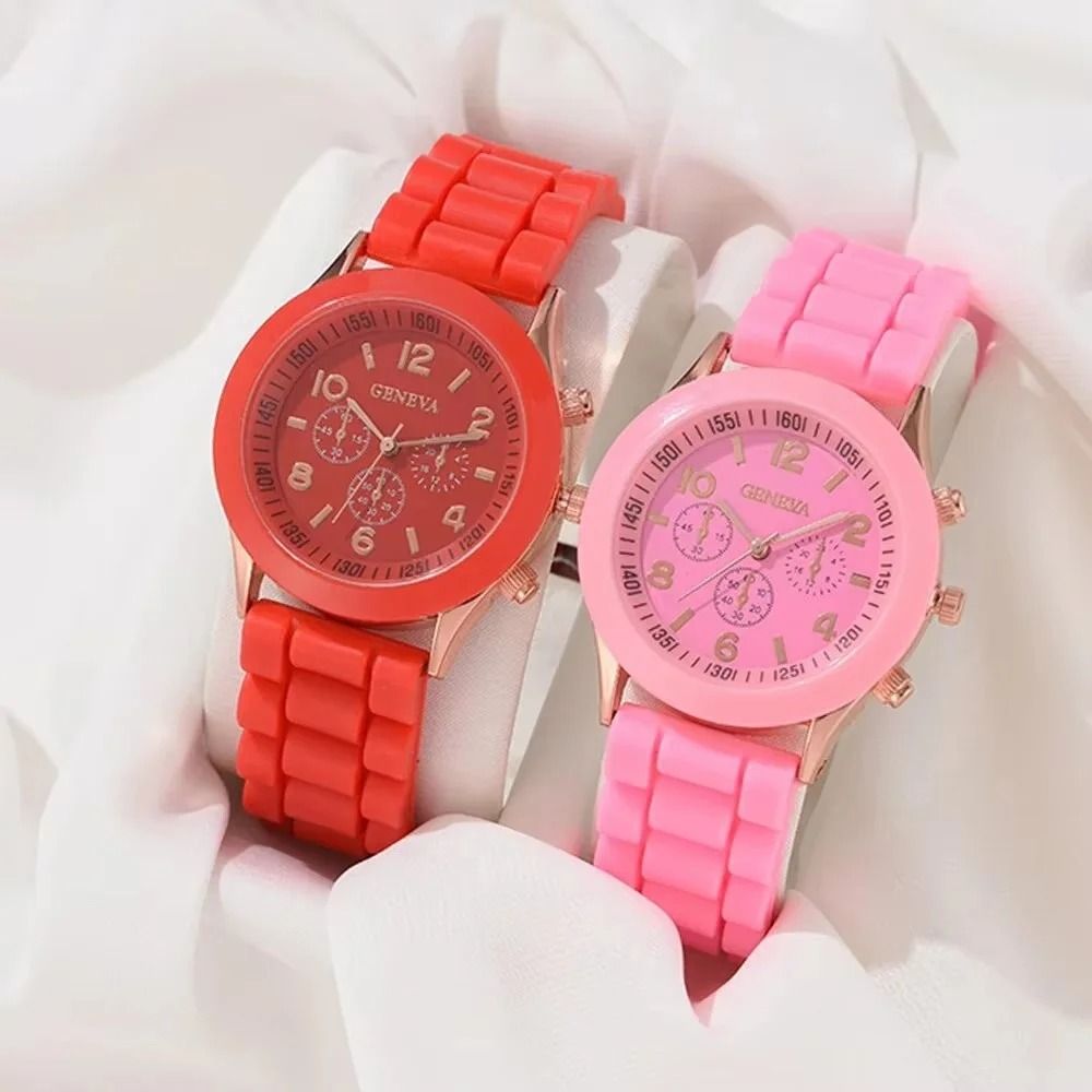 Luxury Couple Watch Set Quartz Matching Watches Silicone Strap Wristwatch Gift Set