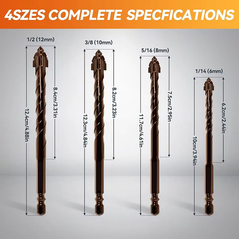 Serrated Drill Bits Set, High Strength Special Serrated Twist Bits for Concrete, Tile, Glass Composite Materials